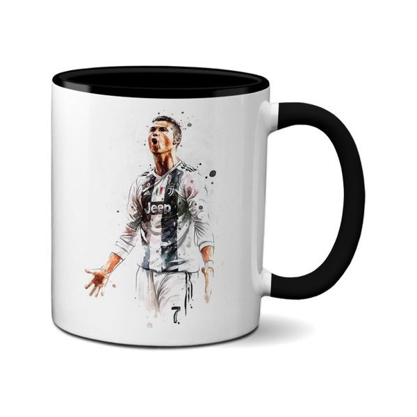 TASSE BLANCHE MANCHE NOIR AVEC DESIGN CR7