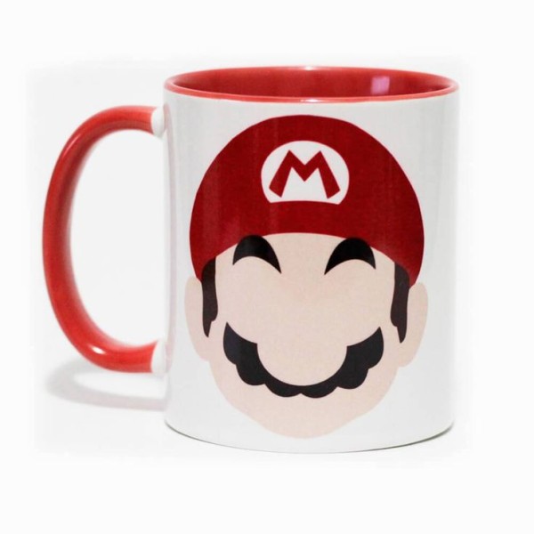 TASSE BLANCHE  MANCHE ROUGE  AVEC DESIGN SUPER MARIO