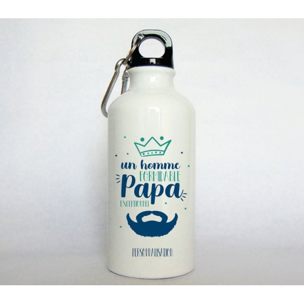GOURDE  EN ALUMINIUM AVEC DESIGN BONNE  FETE PAPA
