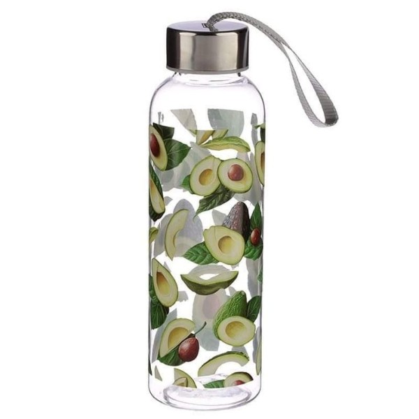 GOURDE EN VERRE AVEC COUVERCLE EN ACIER INOXYDABLE DESIGN AVOCAT