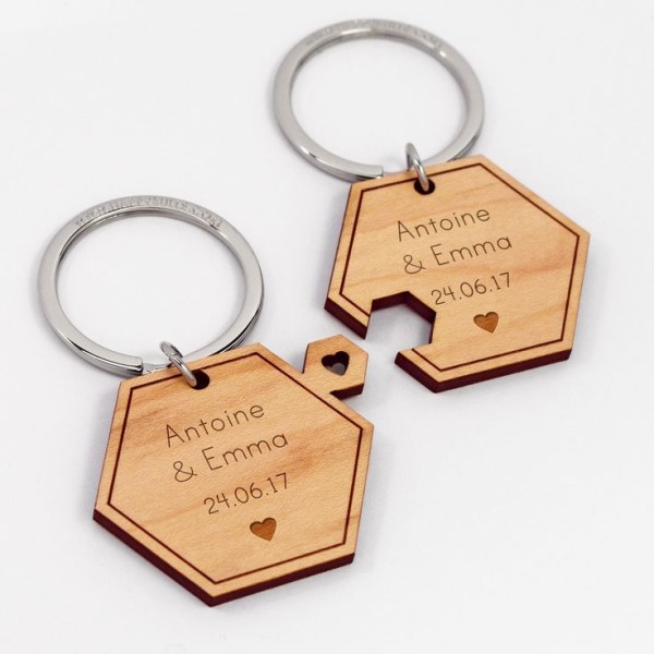 PORTE CLES EN BOIS PERSONNALISE AVEC NOMS